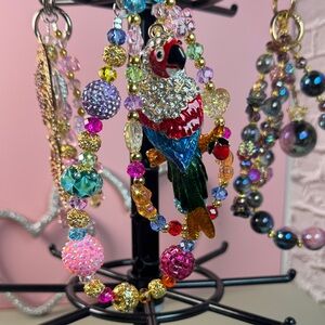 Colorful Parrot Beaded Cellphone Bracelet or Purse Chain